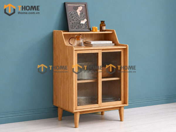 Tủ Chén Gỗ Sồi Tự Nhiên 2 Cánh Trượt Màu Tự Nhiên TC1T-16SN