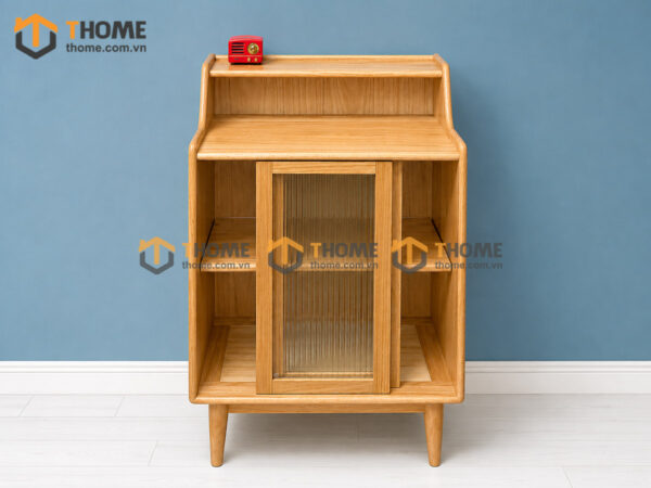 Tủ Chén Gỗ Sồi Tự Nhiên 2 Cánh Trượt Màu Tự Nhiên TC1T-16SN