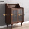 Tủ chén gỗ sồi tự nhiên 2 cánh trượt màu óc chó TC1T-17SN