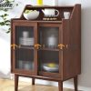 Tủ chén gỗ sồi tự nhiên 2 cánh trượt màu óc chó TC1T-17SN