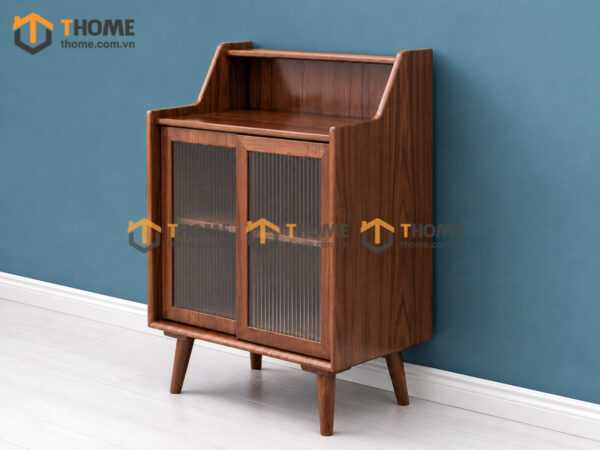 Tủ Chén Gỗ Sồi Tự Nhiên 2 Cánh Trượt Màu Óc Chó TC1T-17SN