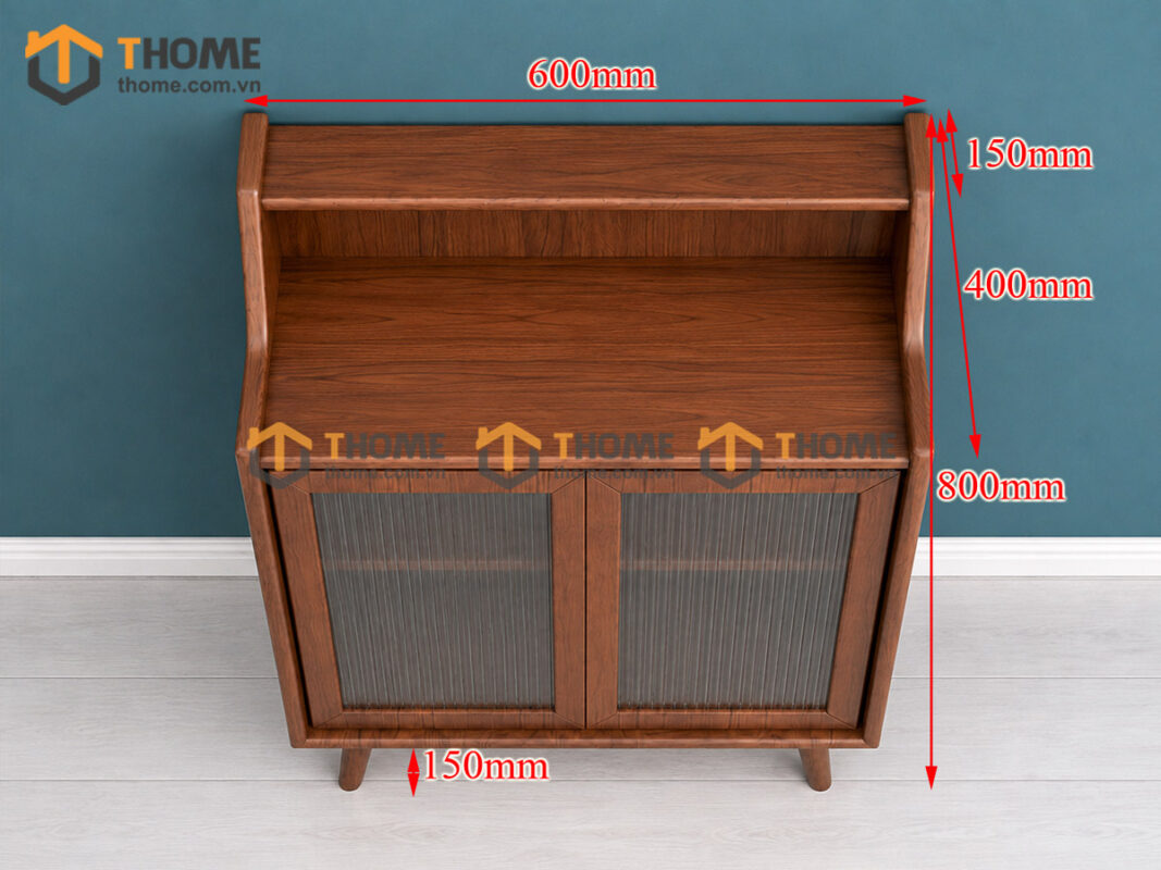 Tủ Chén Gỗ Sồi Tự Nhiên 2 Cánh Trượt Màu Óc Chó TC1T-17SN