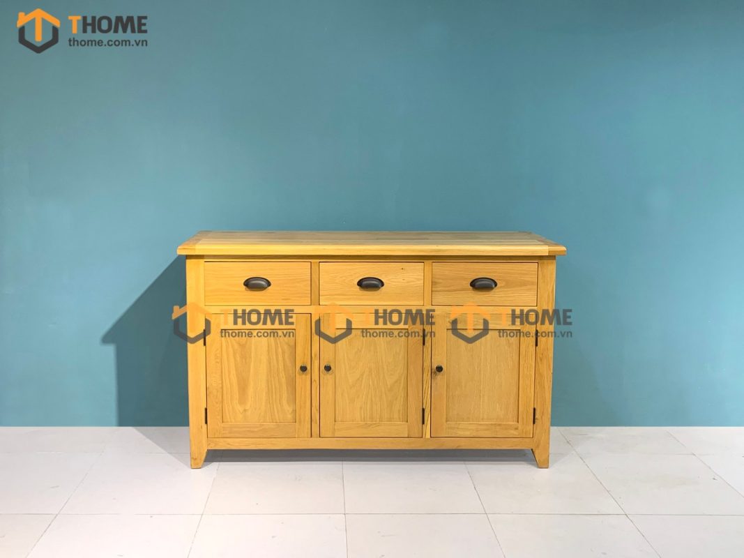 Tủ chén gỗ sồi tự nhiên 3 cánh 3 hộc kéo Harris TC1T-02SM
