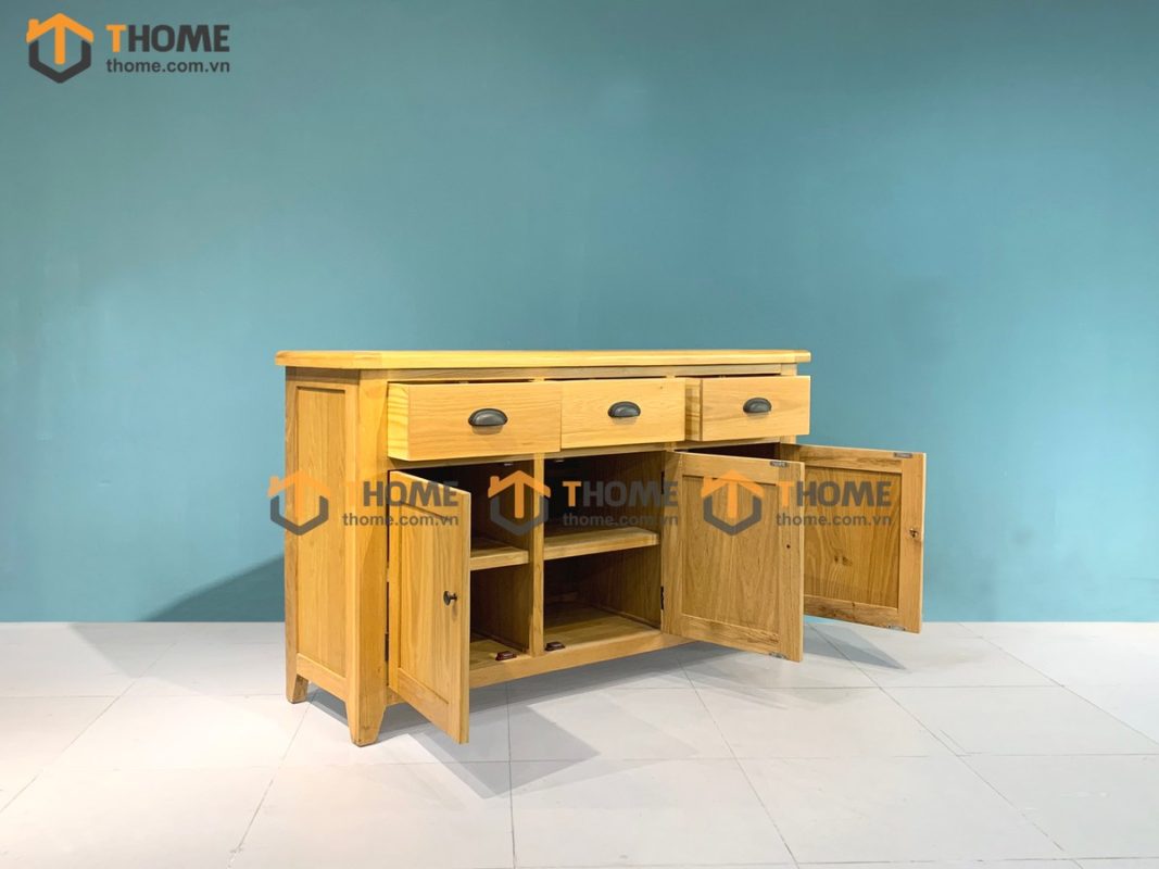Tủ chén gỗ sồi tự nhiên 3 cánh 3 hộc kéo Harris TC1T-02SM