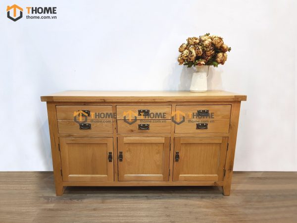 Tủ chén gỗ sồi tự nhiên 3 cánh 6 hộc kéo Harris TC1T-03SM