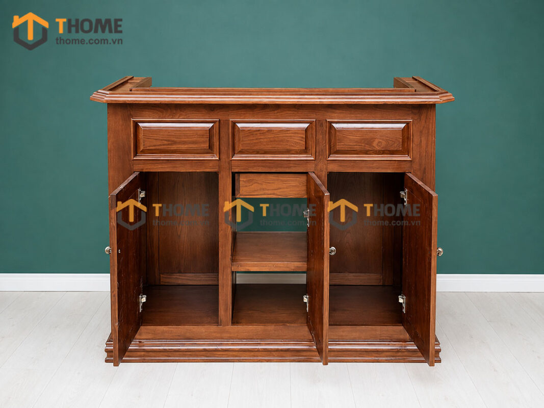 Tủ Chén Gỗ Sồi Tự Nhiên 3 Cánh Titan TC1T-10SN
