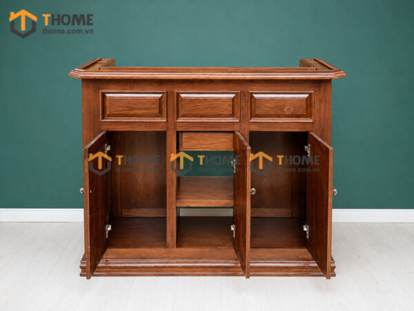 Tủ Chén Gỗ Sồi Tự Nhiên 3 Cánh Titan TC1T-10SN