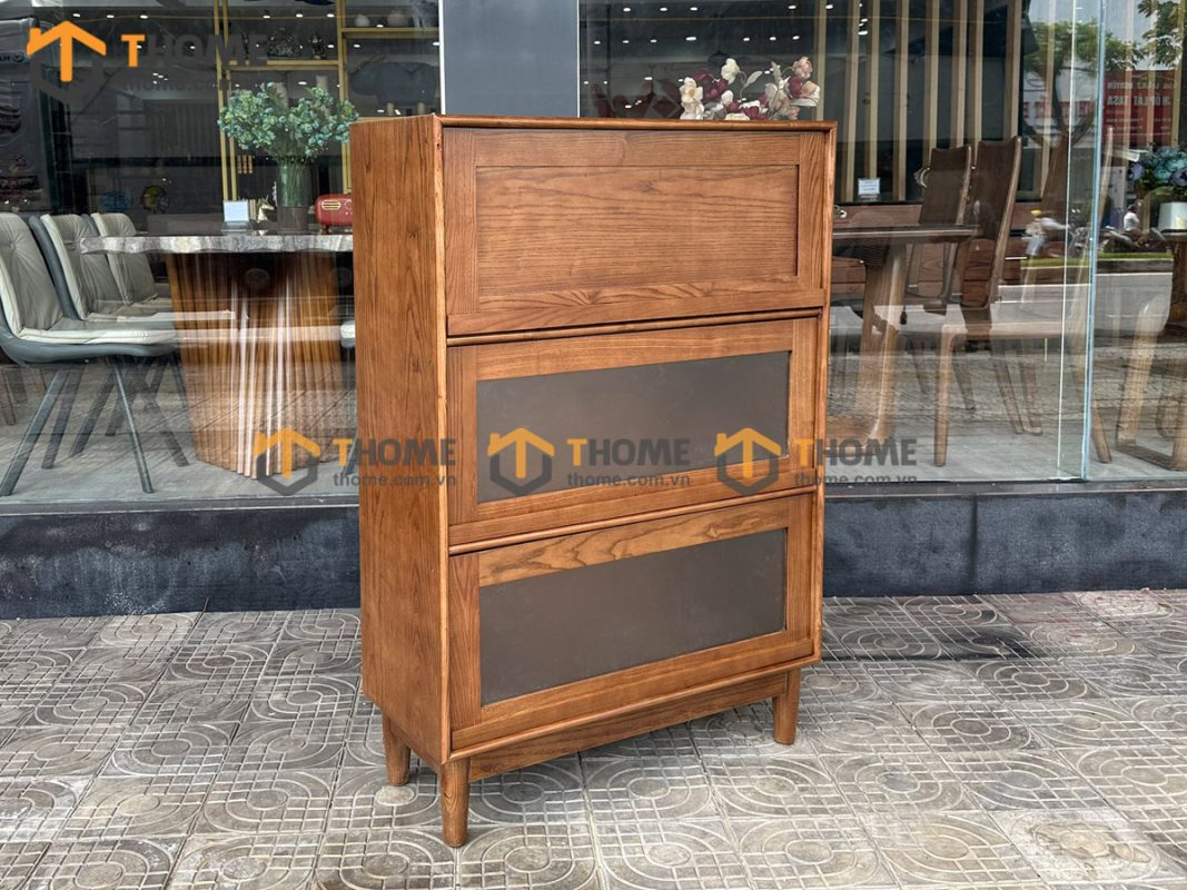 Tủ chén gỗ sồi tự nhiên 3 cánh lật TC1T-15SN