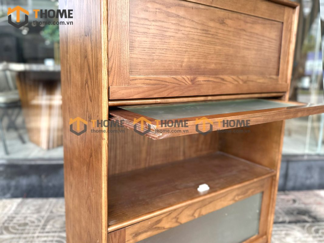 Tủ chén gỗ sồi tự nhiên 3 cánh lật TC1T-15SN
