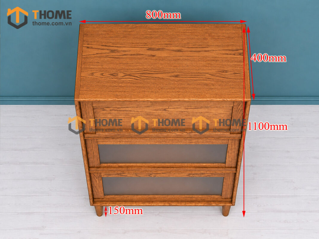 Tủ Chén Gỗ Sồi Tự Nhiên 3 Cánh Lật TC1T-15SN