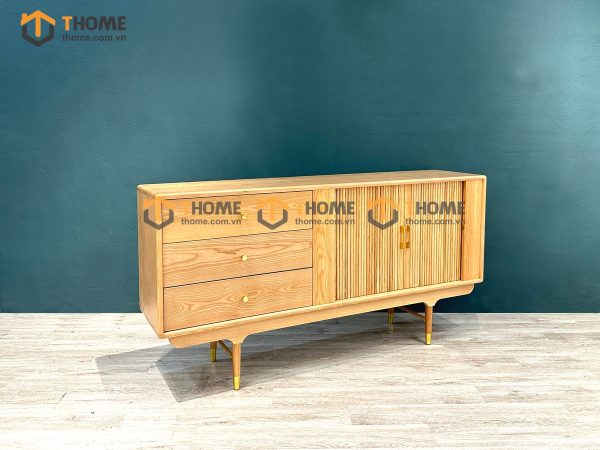 Tủ chén gỗ sồi tự nhiên 2 cánh lan sọc Mango màu tự nhiên TC1T-01SN