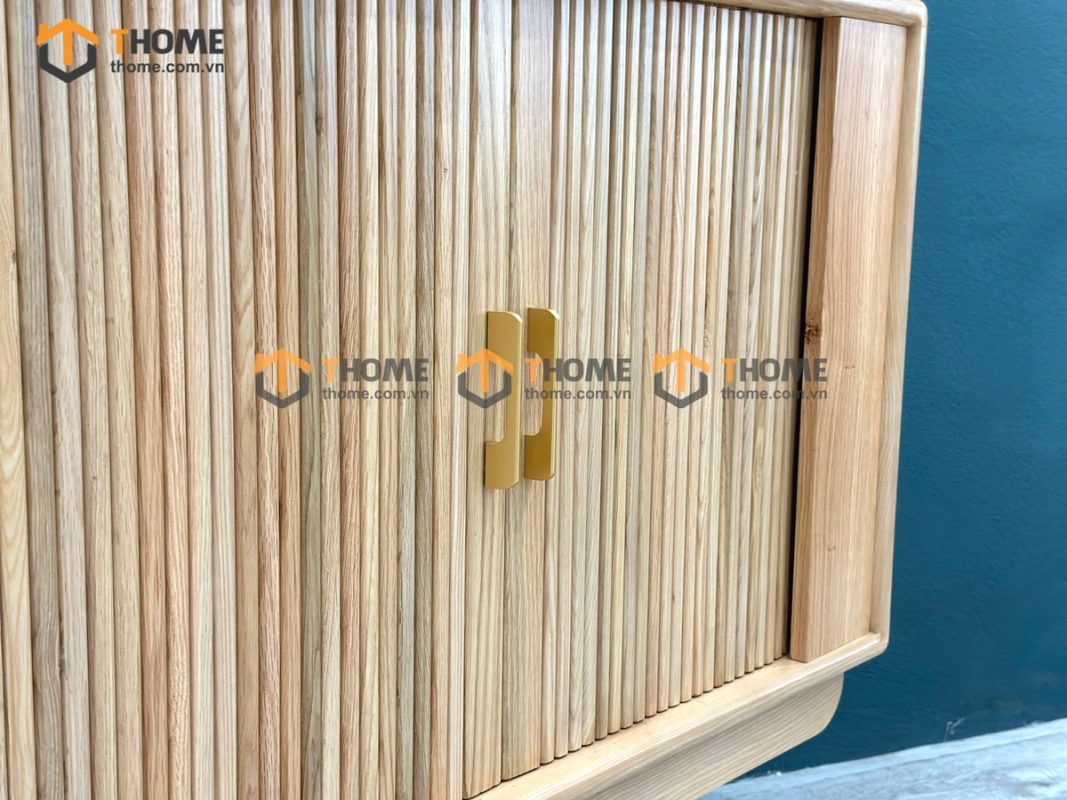 Tủ chén gỗ sồi tự nhiên 2 cánh lan sọc Mango màu tự nhiên TC1T-01SN