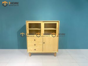 Tủ chén gỗ sồi tự nhiên 3 cánh 3 hộc kéo Mango màu tự nhiên TC1T-05SN