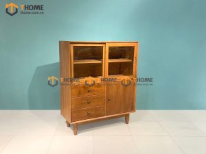Tủ chén gỗ sồi tự nhiên 3 cánh 3 hộc kéo Mango màu xoan đào TC1T-06SN