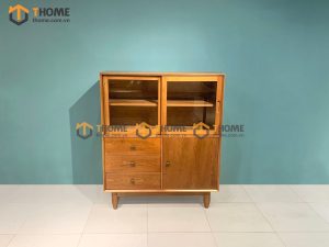 Tủ chén gỗ sồi tự nhiên 3 cánh 3 hộc kéo Mango màu xoan đào TC1T-06SN