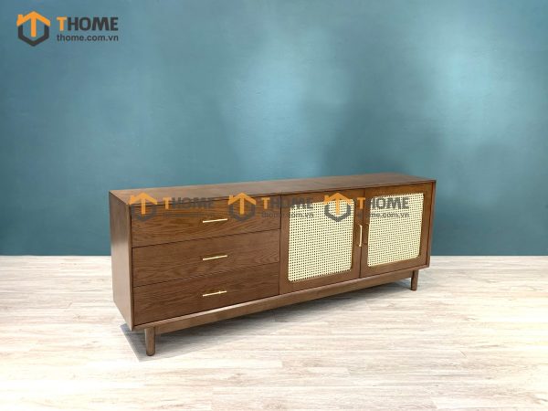 Tủ chén gỗ sồi tự nhiên 2 cánh mây Movado TC1T-03SN