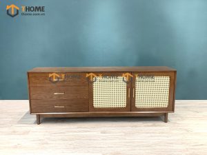 Tủ chén gỗ sồi tự nhiên 2 cánh mây Movado TC1T-03SN