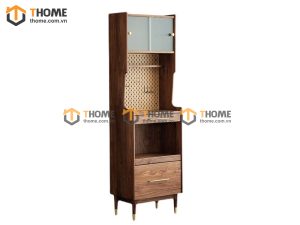 Tủ chén gỗ sồi tự nhiên 2 tầng 2 cánh 2 hộc kéo TC2T-06SN