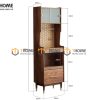 Tủ chén gỗ sồi tự nhiên 2 tầng 2 cánh 2 hộc kéo TC2T-06SN