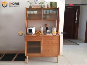 Tủ chén gỗ sồi tự nhiên 2 tầng 2 cánh 4 hộc kéo TC2T-08SN