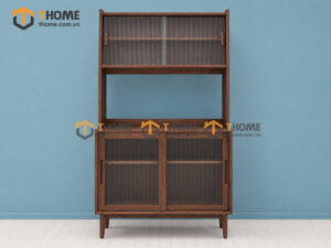 Tủ Chén Gỗ Sồi Tự Nhiên 2 Tầng 2 Cánh 4 Hộc Kéo TC2T-08SN