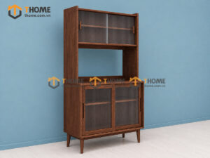 Tủ Chén Gỗ Sồi Tự Nhiên 2 Tầng 2 Cánh 4 Hộc Kéo TC2T-08SN