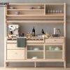 Tủ chén gỗ sồi tự nhiên 2 tầng 2 cánh lùa TC2T-11SN