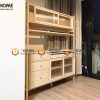 Tủ chén gỗ sồi tự nhiên 2 tầng 2 cánh lùa TC2T-11SN
