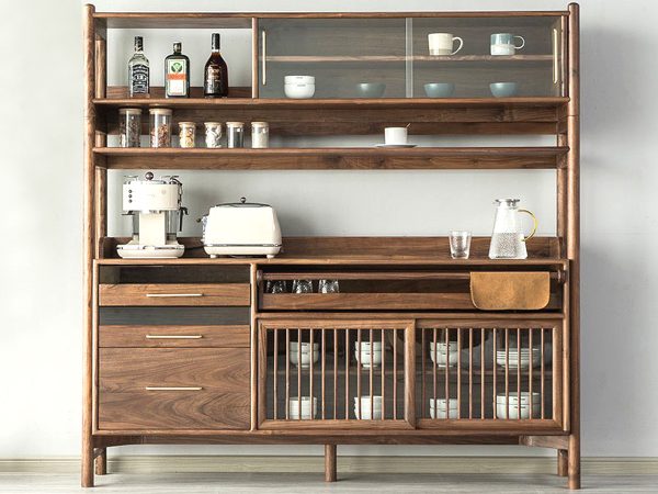 Tủ chén gỗ sồi tự nhiên 2 tầng 2 cánh lùa TC2T-12SN