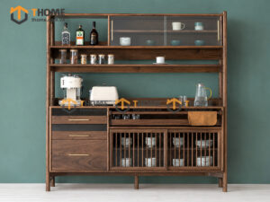Tủ Chén Gỗ Sồi Tự Nhiên 2 Tầng 2 Cánh Lùa TC2T-12SN