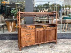 Tủ chén gỗ sồi tự nhiên 2 tầng 2 cánh lùa TC2T-12SN
