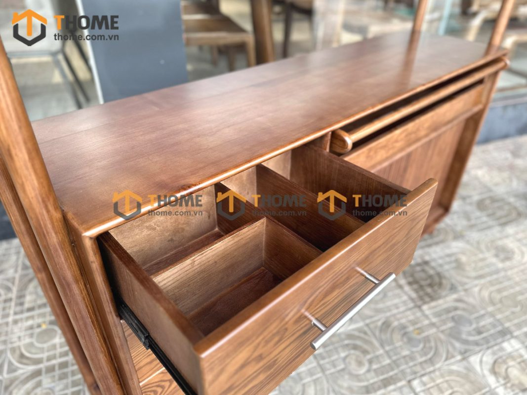 Tủ chén gỗ sồi tự nhiên 2 tầng 2 cánh lùa TC2T-12SN