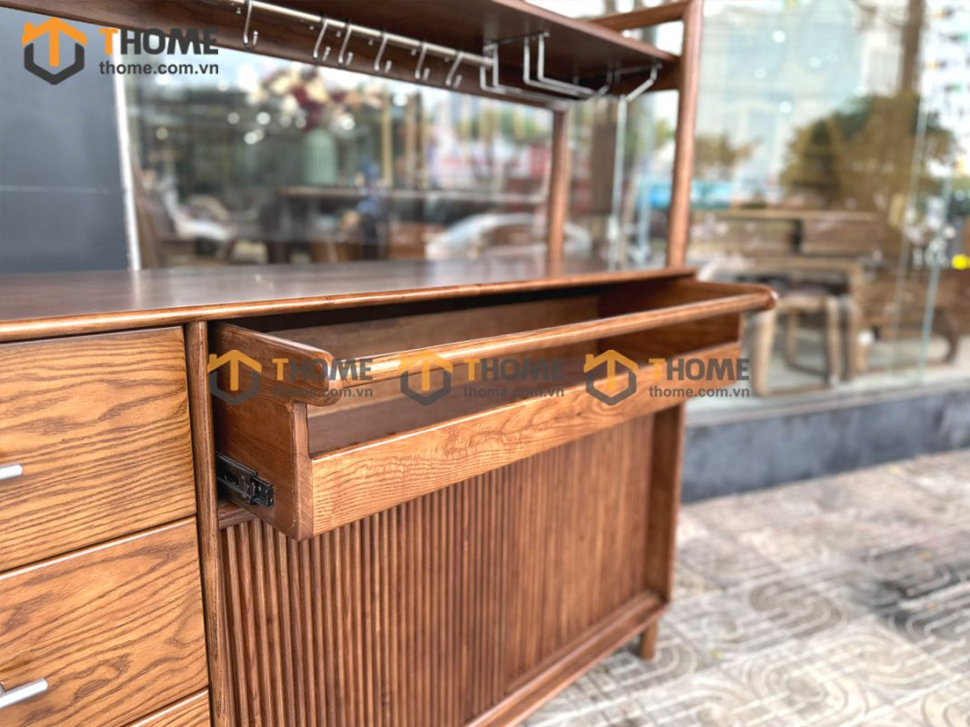 Tủ chén gỗ sồi tự nhiên 2 tầng 2 cánh lùa TC2T-12SN
