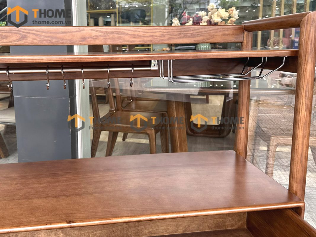 Tủ chén gỗ sồi tự nhiên 2 tầng 2 cánh lùa TC2T-12SN