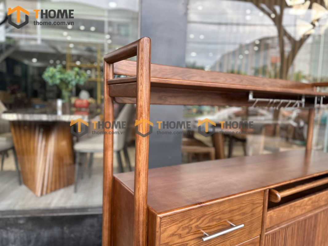 Tủ chén gỗ sồi tự nhiên 2 tầng 2 cánh lùa TC2T-12SN