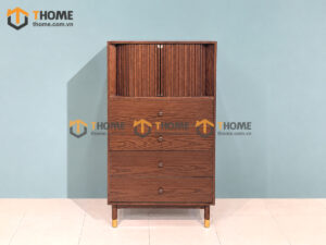 Tủ Chén Gỗ Sồi Tự Nhiên 2 Tầng 2 Cánh Lùa Sunrise TC2T-02SN