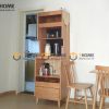 Tủ chén gỗ sồi tự nhiên 2 tầng 2 hộc kéo TC2T-04SN