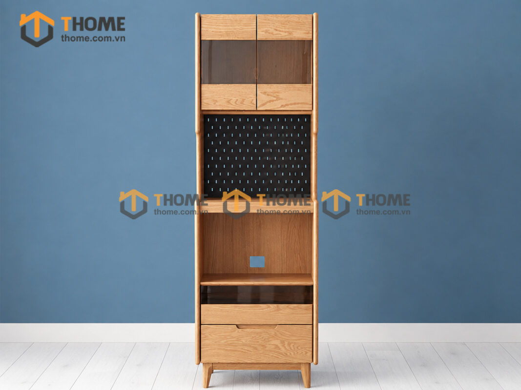 Tủ Chén Gỗ Sồi Tự Nhiên 2 Tầng 2 Hộc Kéo TC2T-04SN