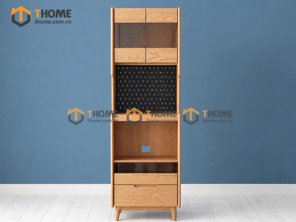 Tủ Chén Gỗ Sồi Tự Nhiên 2 Tầng 2 Hộc Kéo TC2T-04SN