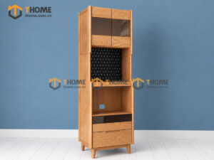 Tủ Chén Gỗ Sồi Tự Nhiên 2 Tầng 2 Hộc Kéo TC2T-04SN