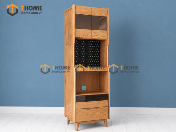 Tủ Chén Gỗ Sồi Tự Nhiên 2 Tầng 2 Hộc Kéo TC2T-04SN