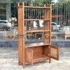 Tủ chén gỗ sồi tự nhiên 2 tầng 2 cánh mở mây TC2T-03SN