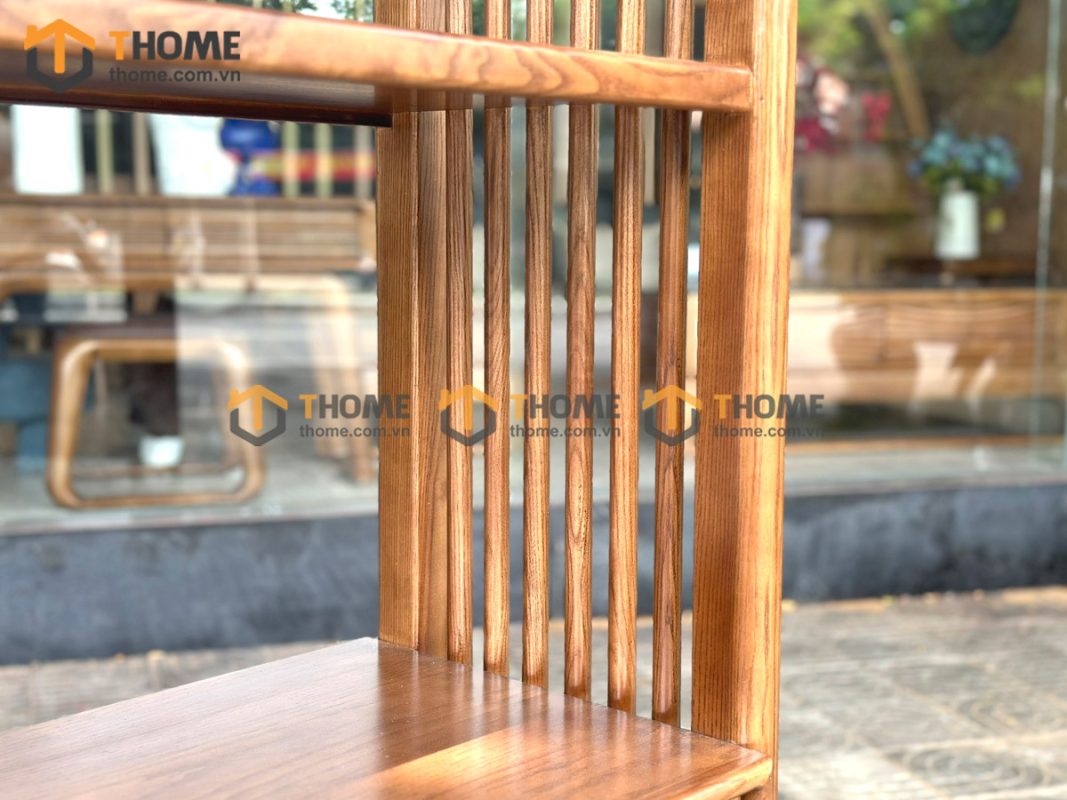 Tủ chén gỗ sồi tự nhiên 2 tầng 2 cánh mở mây TC2T-03SN