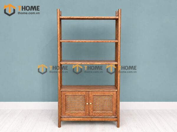 Tủ Chén Gỗ Sồi Tự Nhiên 2 Tầng 2 Cánh Mở Mây TC2T-03SN