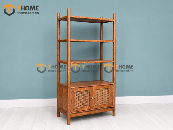 Tủ Chén Gỗ Sồi Tự Nhiên 2 Tầng 2 Cánh Mở Mây TC2T-03SN