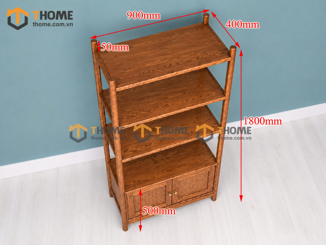 Tủ Chén Gỗ Sồi Tự Nhiên 2 Tầng 2 Cánh Mở Mây TC2T-03SN