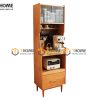 Tủ chén gỗ sồi tự nhiên 2 tầng 4 cánh 1 hộc kéo TC2T-05SN