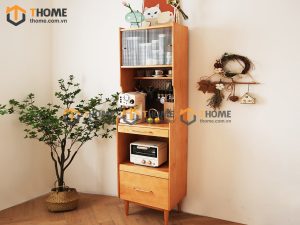 Tủ chén gỗ sồi tự nhiên 2 tầng 4 cánh 1 hộc kéo TC2T-05SN