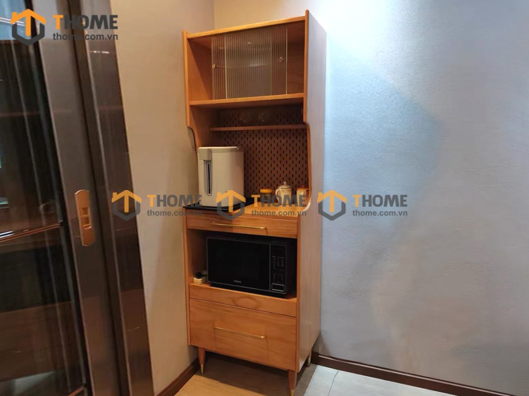 Tủ chén gỗ sồi tự nhiên 2 tầng 4 cánh 1 hộc kéo TC2T-05SN