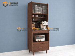 Tủ Chén Gỗ Sồi Tự Nhiên 2 Tầng 4 Cánh 1 Hộc Kéo TC2T-05SN